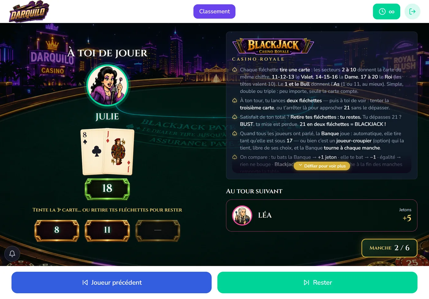 Blackjack — Sur la tablette
