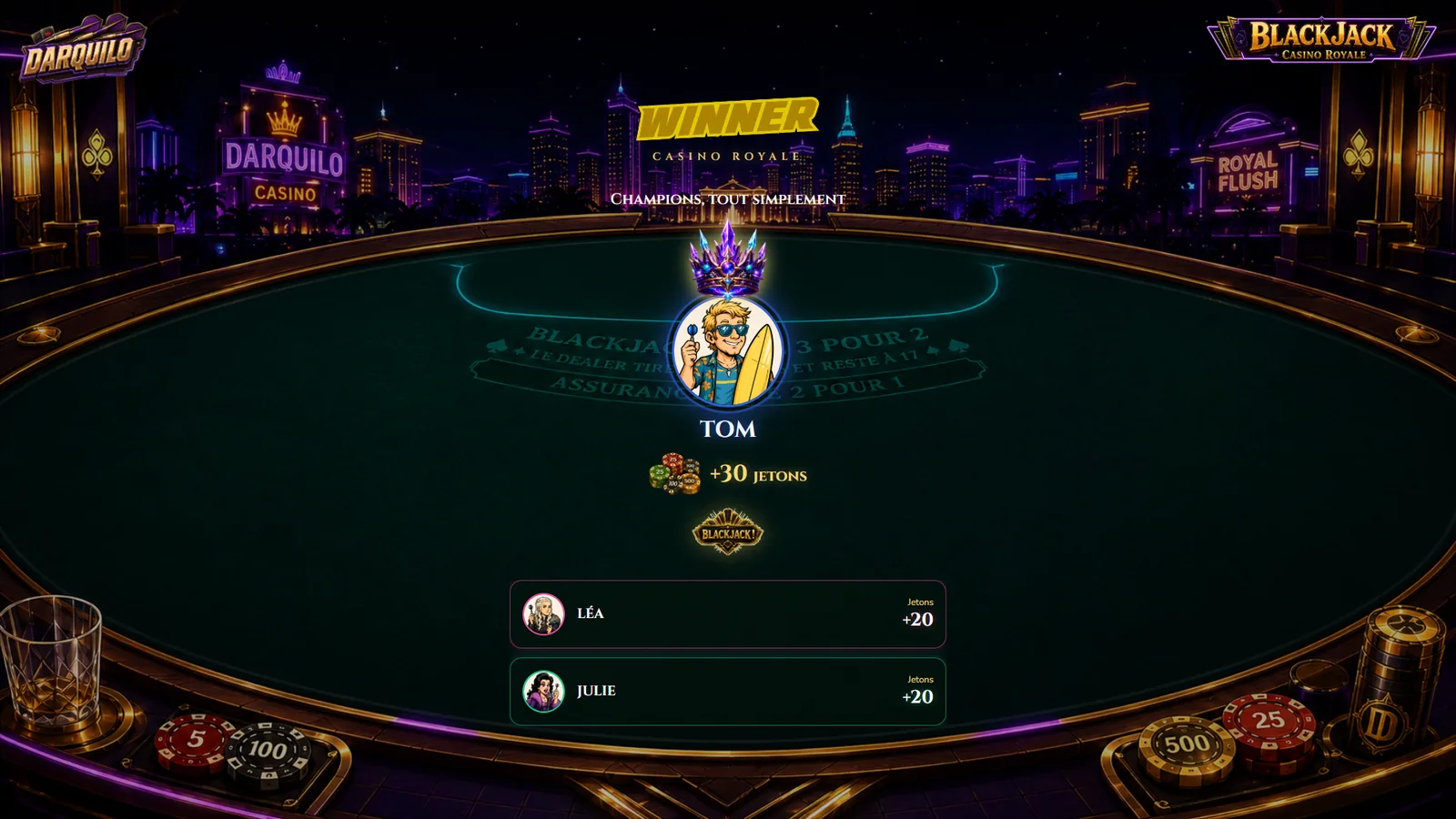 Blackjack — Fin de partie